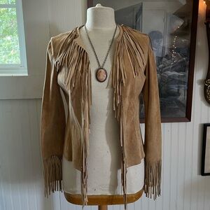 Vintage y2k Bebe leather fringe jacket